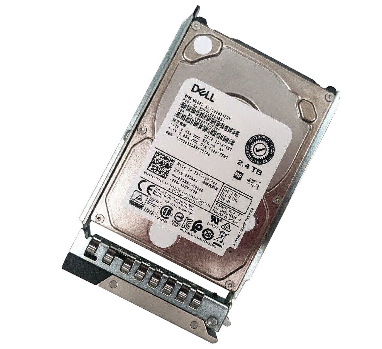 1年保証 再生品 Dell F 9 NWJ 2 4 TB 10 K SAS 5 12 Gbps ISE Hard Drive Toshiba