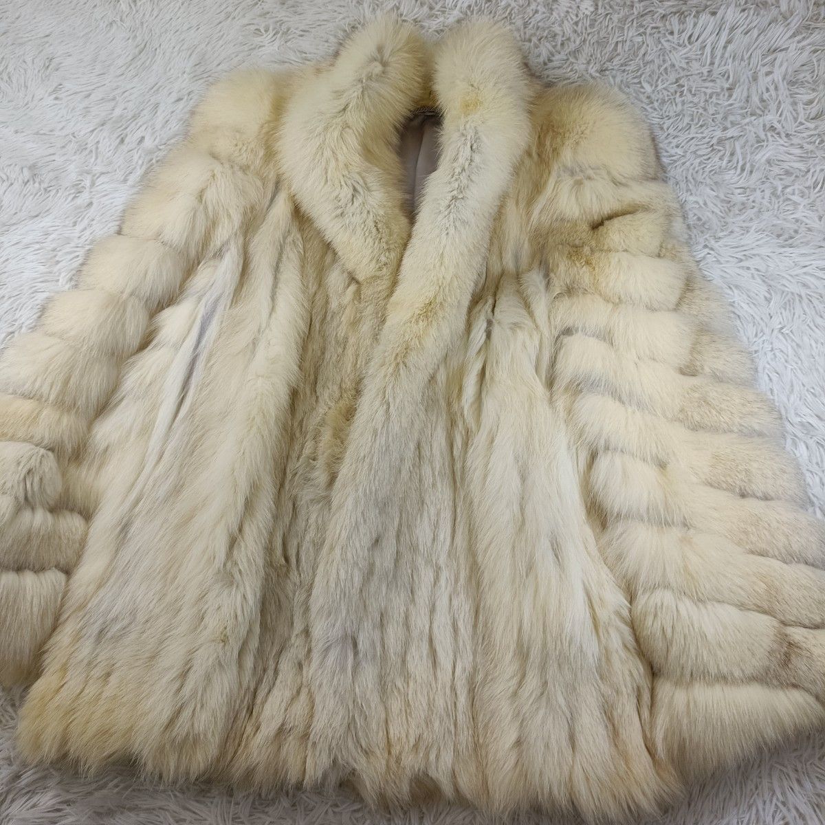 サガフォックス リアルファー フォックスコート クリームホワイト系