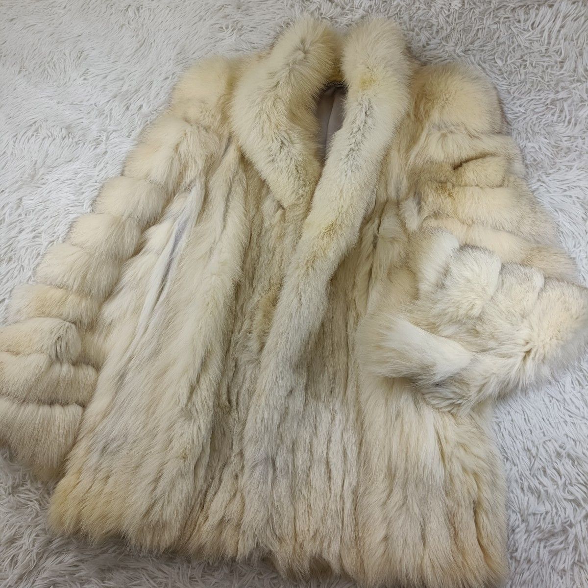 サガフォックス リアルファー フォックスコート クリームホワイト系
