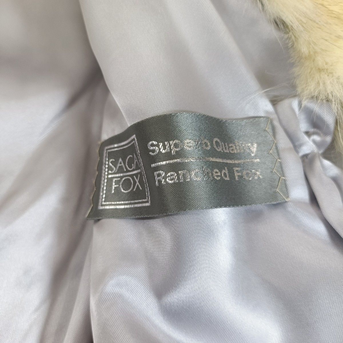 サガフォックス リアルファー フォックスコート クリームホワイト系