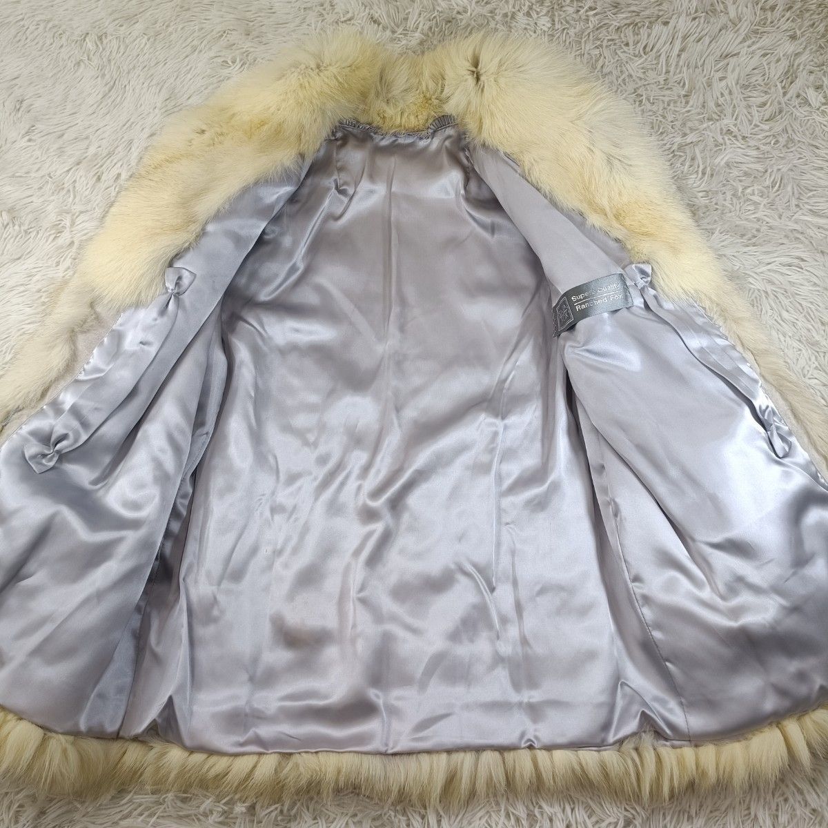 サガフォックス リアルファー フォックスコート クリームホワイト系