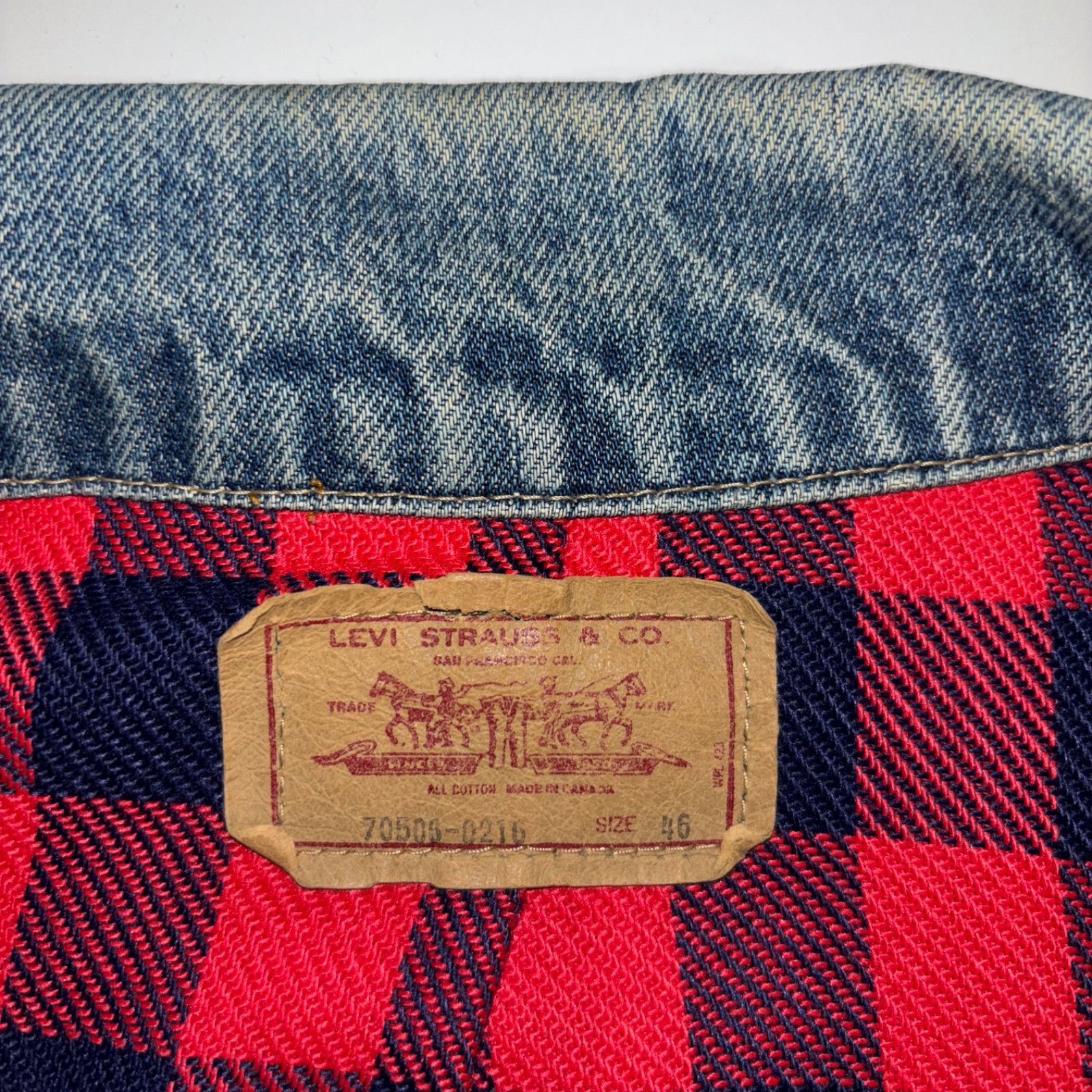 RARE 80s 90s Levis 70506-0216 DENIM TRUCKER JKT 46 CANADA製 