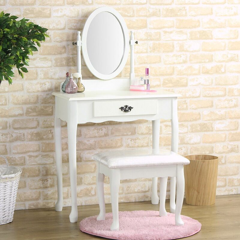 ドレッサー スツール セット デスク 化粧台 引き出し 鏡 ミラー 猫足 アンティーク調 かわいい CLEMONT クレモント