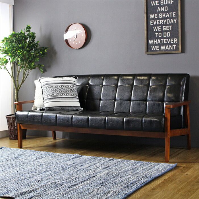 げ ソファ ソファー 3人掛け レザー 北欧 おしゃれ 幅180 座面高40 天然木 肘付き シンプル 合成皮革 ヴィンテージ リビング チェア