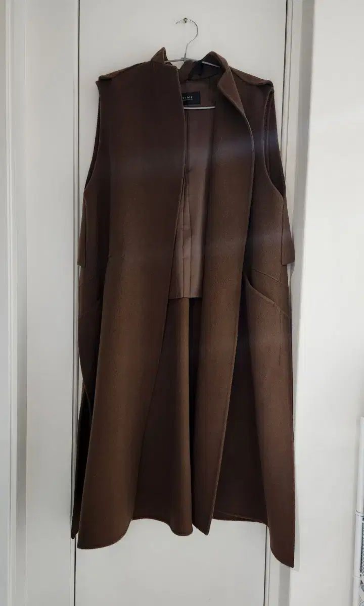 TIME ブラウン ロング ベスト コート