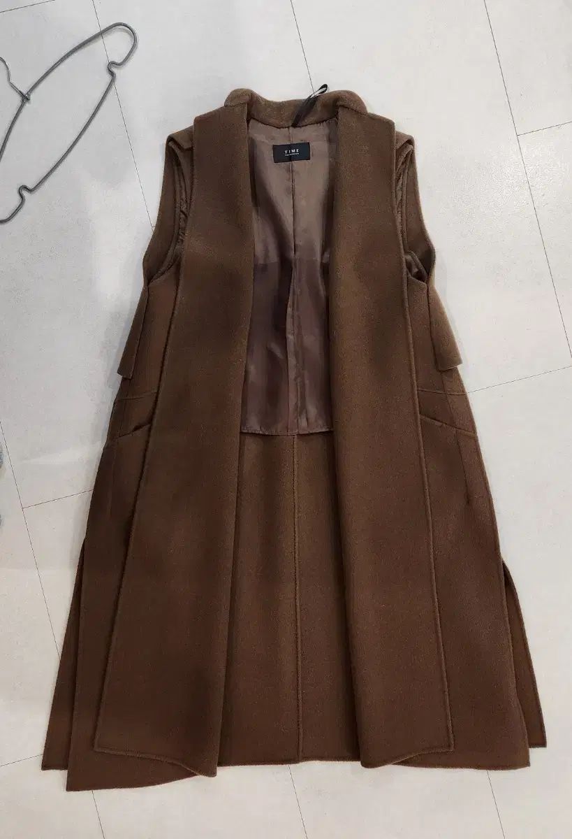  TIME ブラウン ロング ベスト コート ベスト ジレ ベスト ジレ ビスチェ