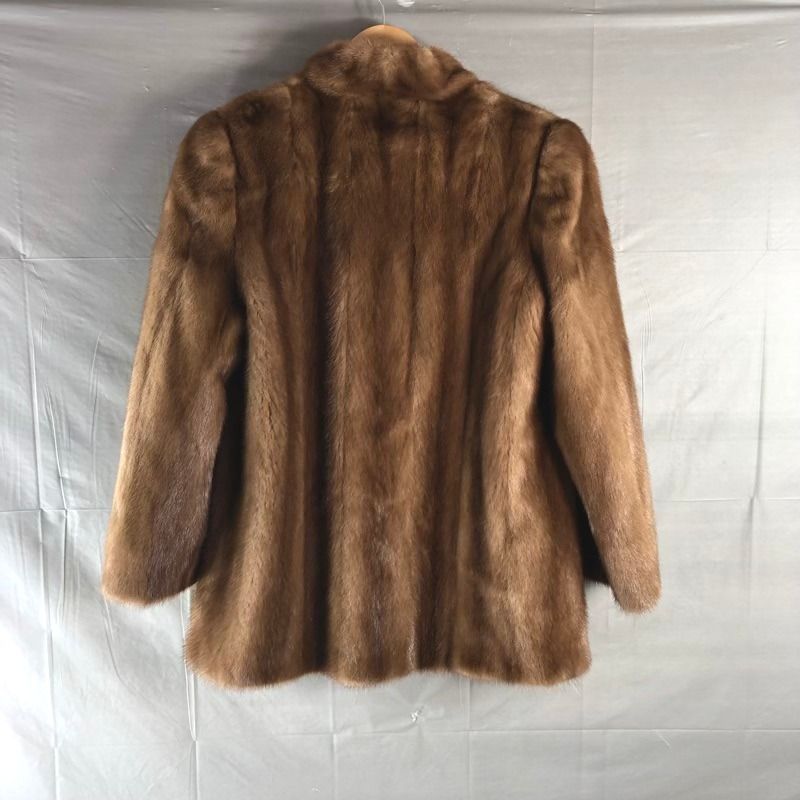 コート ミンク 毛皮 組成表示タグなし 肩パッド ブラウン系 982015