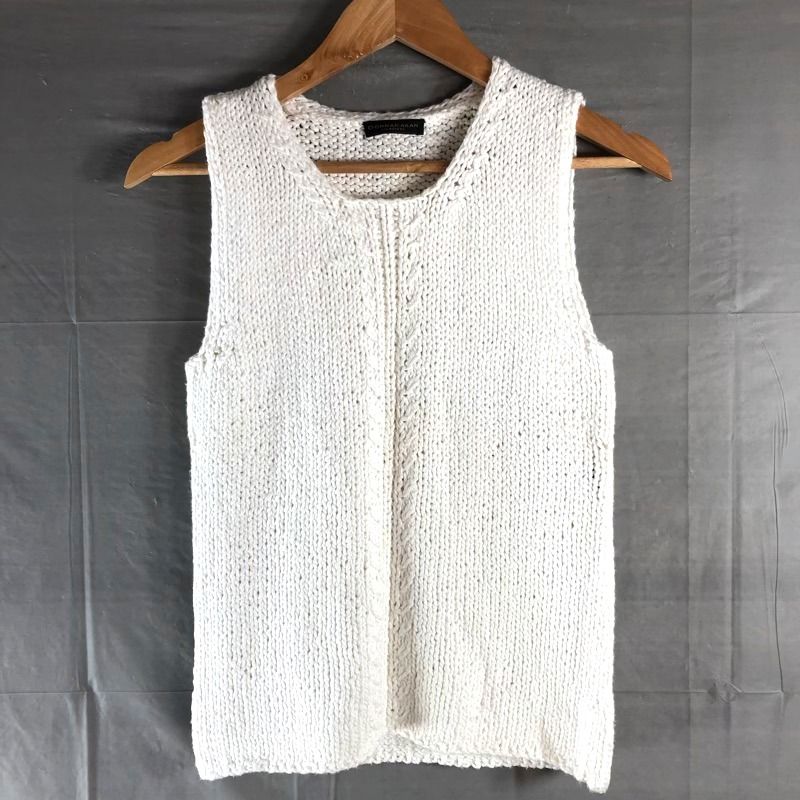 ダナキャランシグネイチャー DONNA KARAN ベスト コットン100％ ホワイト Mサイズ 984413