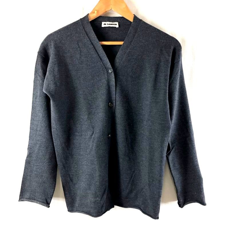 ジルサンダー JIL SANDER カーディガン Vネック ウール混 イタリア製 ダークグレー 984414