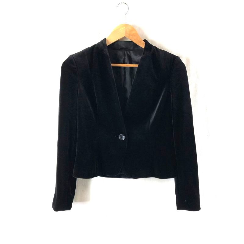 アナイ ANAYI セットアップ ジャケット スカート スーツ ベロア 肩パッド 裏地付き 黒 984906