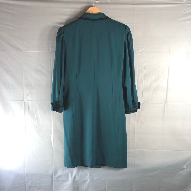 レリアン leilian ジャケット コート ロング ボタン 肩パッド 裏地付き 緑 985724