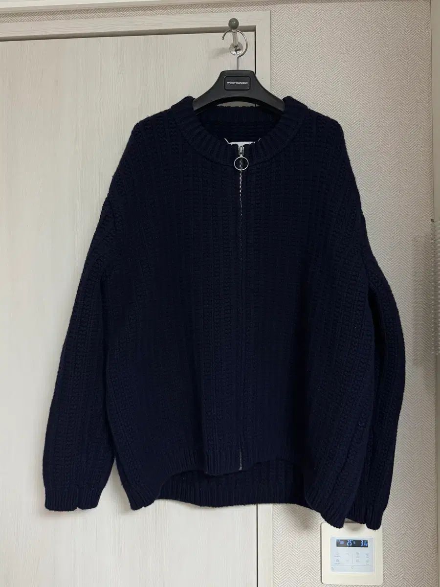 M メゾンマルジェラ ラウンドネック ジップアップ カーディガン ネイビー