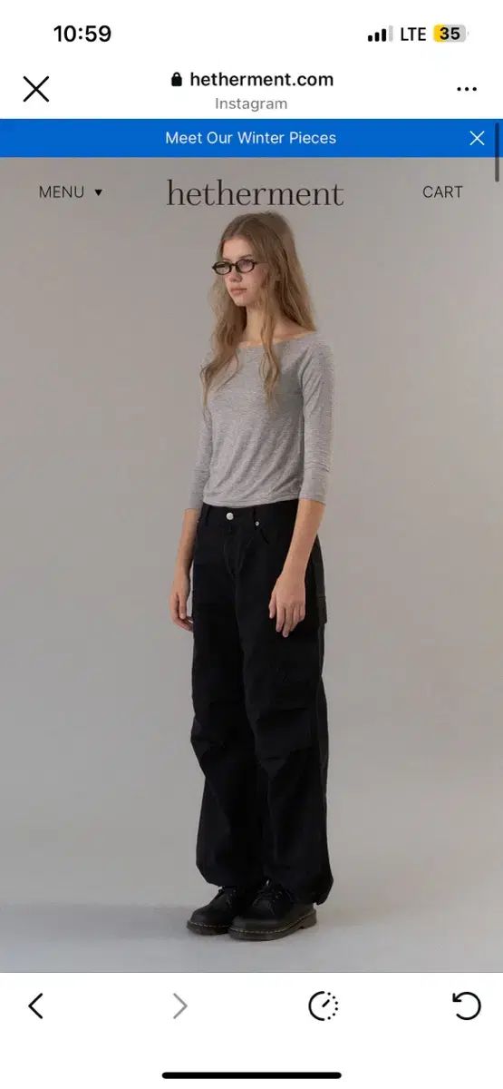 HETHERMENT ウィンター カーゴパンツ ブラック