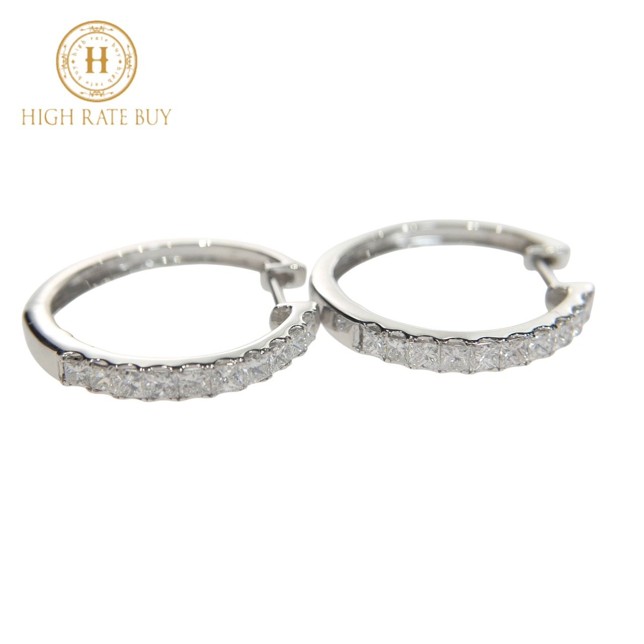 ダイヤモンド フープ ピアス K 18 WG 750 ホワイトゴールド 1 0 ct 5 レディース ジュエリー ダイヤフープピアス ダイヤピアス