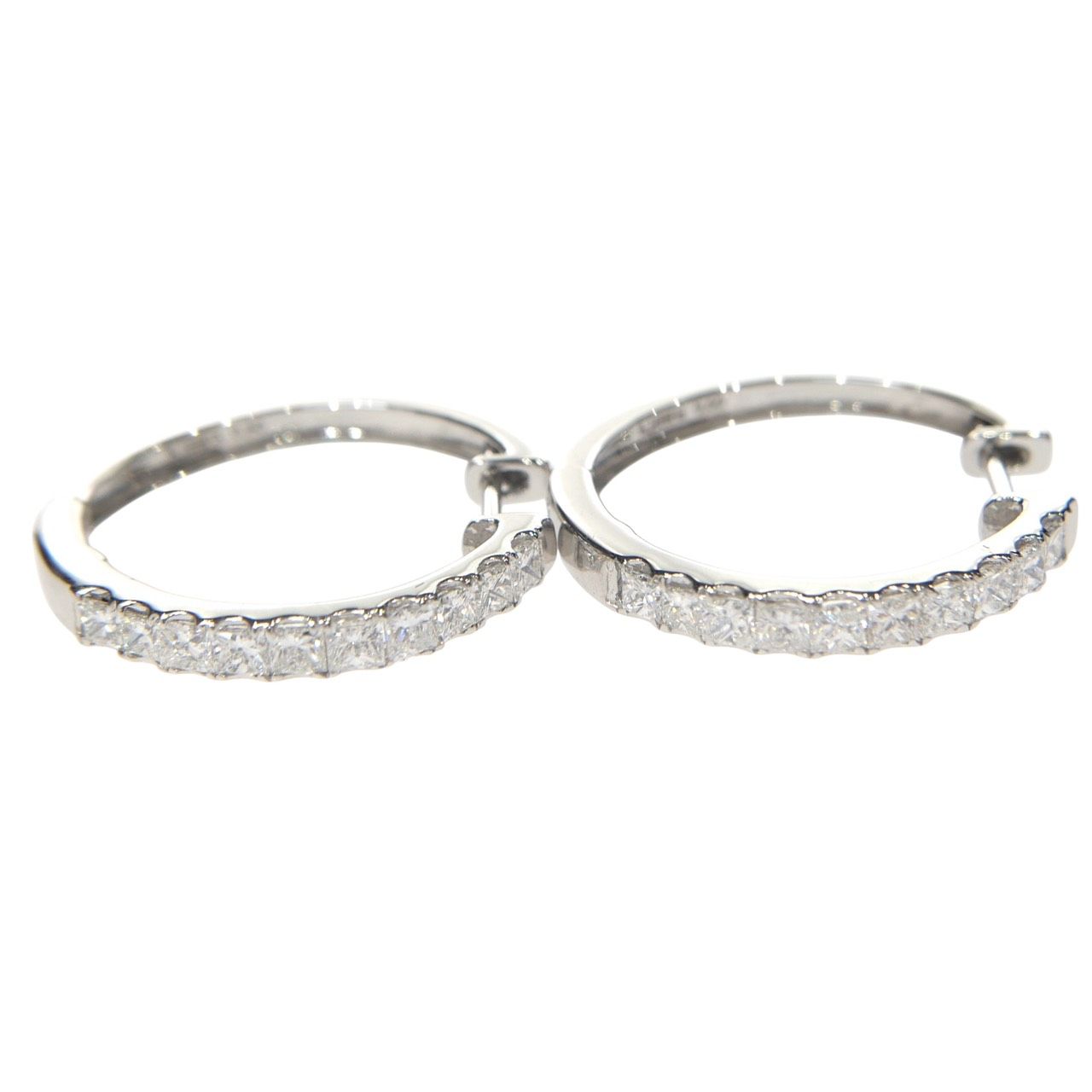 ダイヤモンド フープ ピアス K 18 WG 750 ホワイトゴールド 1.0 ct 0.5 レディース ジュエリー ダイヤフープピアス ダイヤピアス