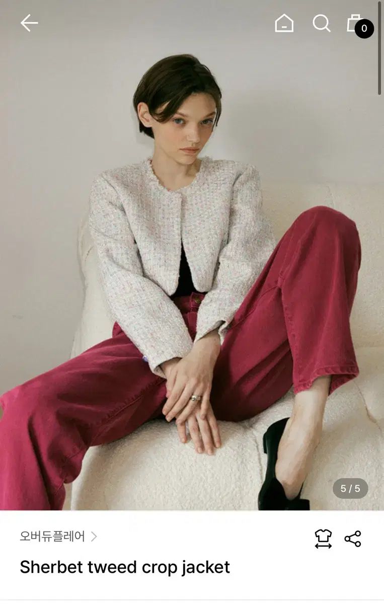 オーバデュフ チュール ツイード クロップドジャケット