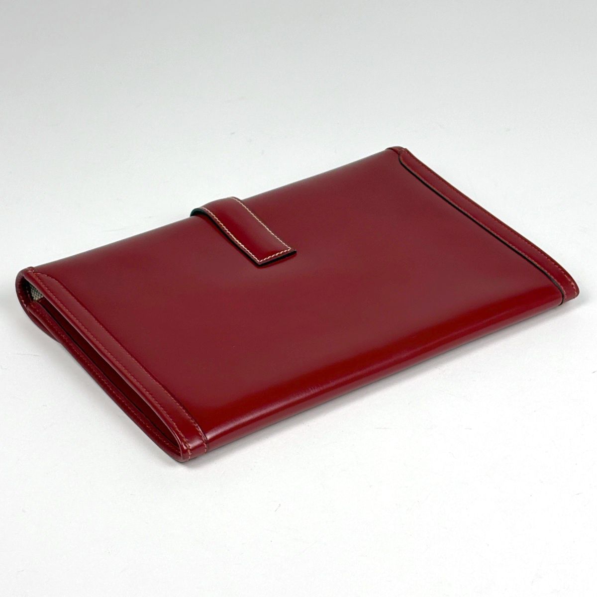 エルメス HERMES ジジェ PM Hロゴ クラッチバッグ ボックスカーフ ボルドー 〇P レディース