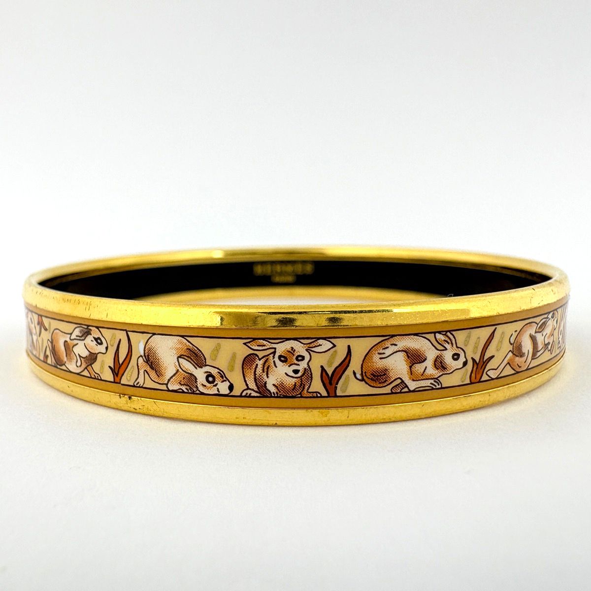 エルメス HERMES エマイユ PM 腕輪 七宝焼き バングル GP ベージュ ゴールド レディース