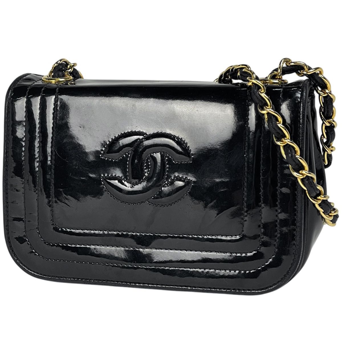 シャネル CHANEL ココマーク チェーン ショルダーバッグ エナメル