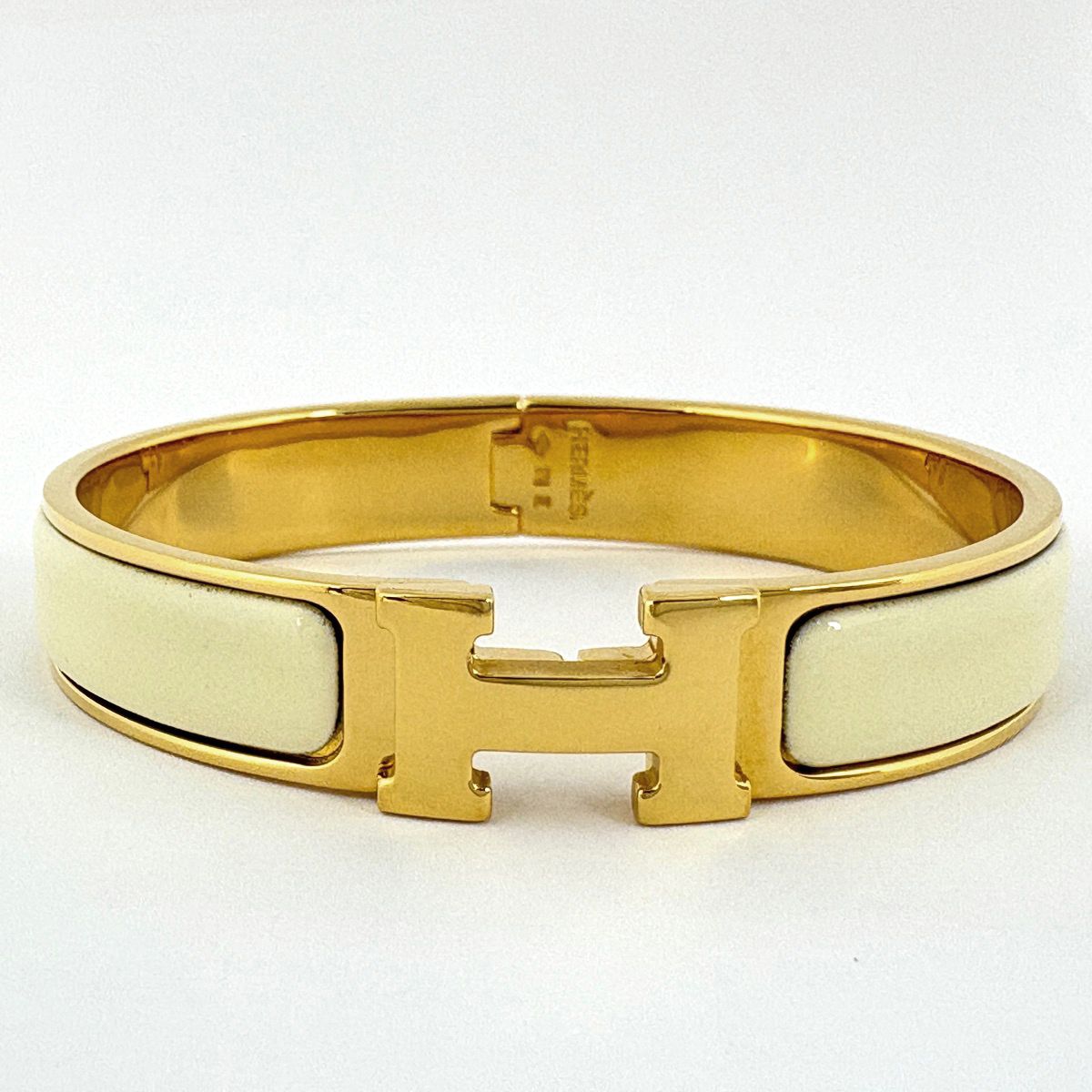 エルメス HERMES クリックH エナメルブレスレット クリッククラック バングル GP ゴールド ホワイト レディース