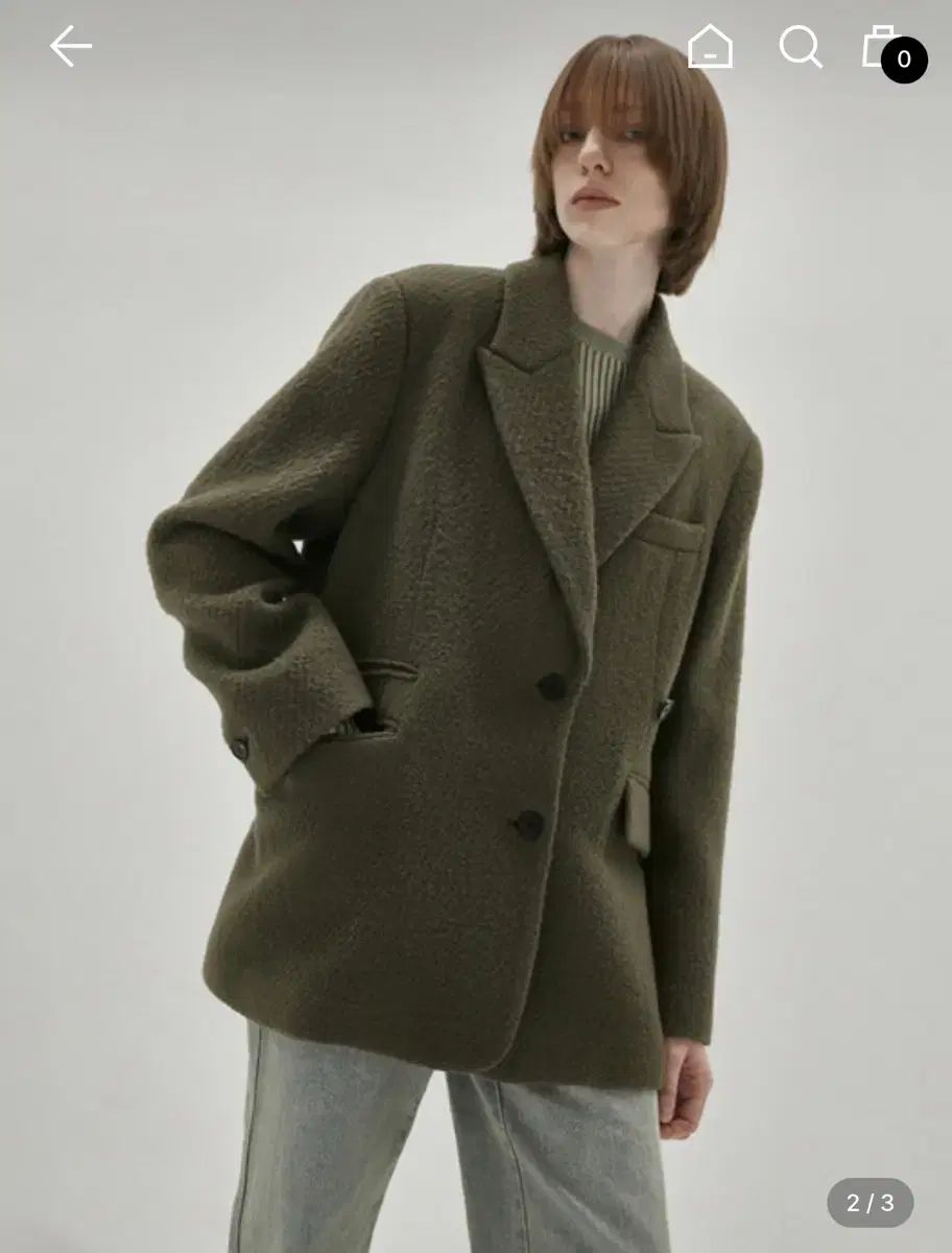 INSILENCE ウィメンズ ウール オーバーサイズ ツーウェイ ジャケット カーキ ブラウン XS