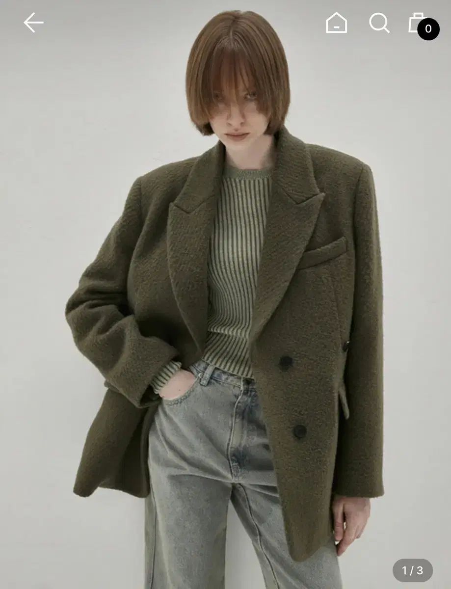 INSILENCE ウィメンズ ウール オーバーサイズ ツーウェイ ジャケット カーキ ブラウン XS