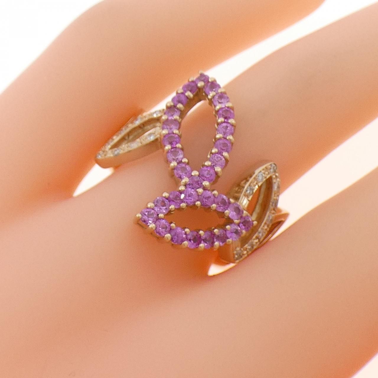  K 18 PG サファイヤ リング 0.85 CT リング 指輪 アクセサリー