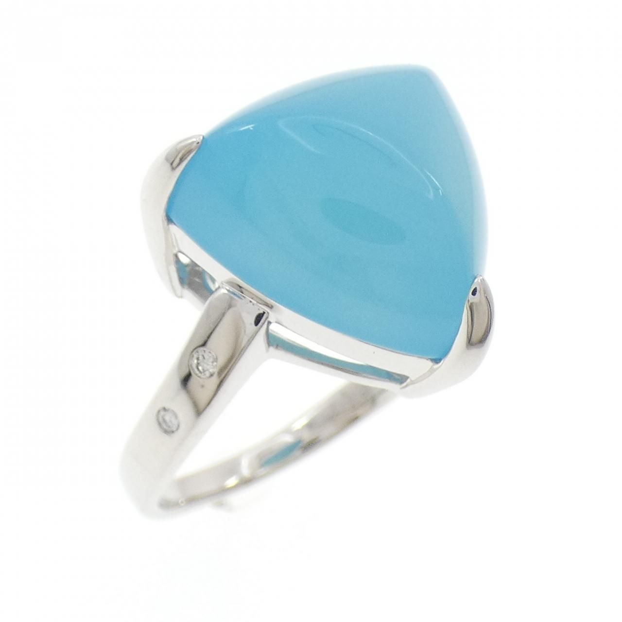 K 18 WG カルセドニー リング 13.25 CT