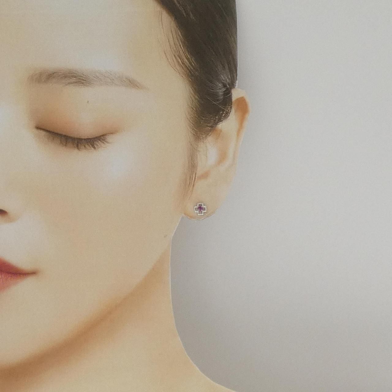 ピアス　K18WG ガーネット K18WG ガーネット ピアス - メルカリ