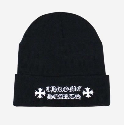 CHROME HEARTS 黒 ニット帽 口の刺繍 CHROME HEARTS 黒 ニット帽 口の刺繍