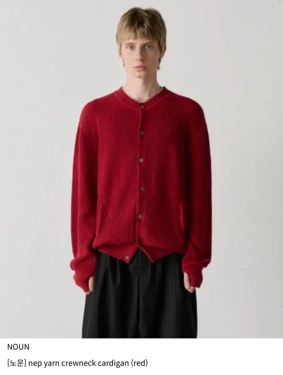 2 ノウン ネック ヤーン クルーネック カーディガン レッド
