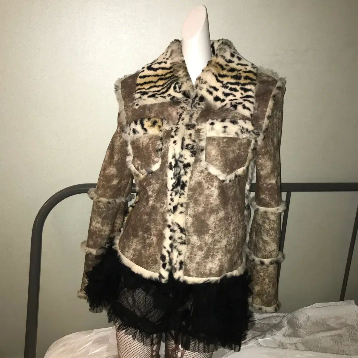 ヴィンテージ ギャル レオパード スウェード ファー ジャケット