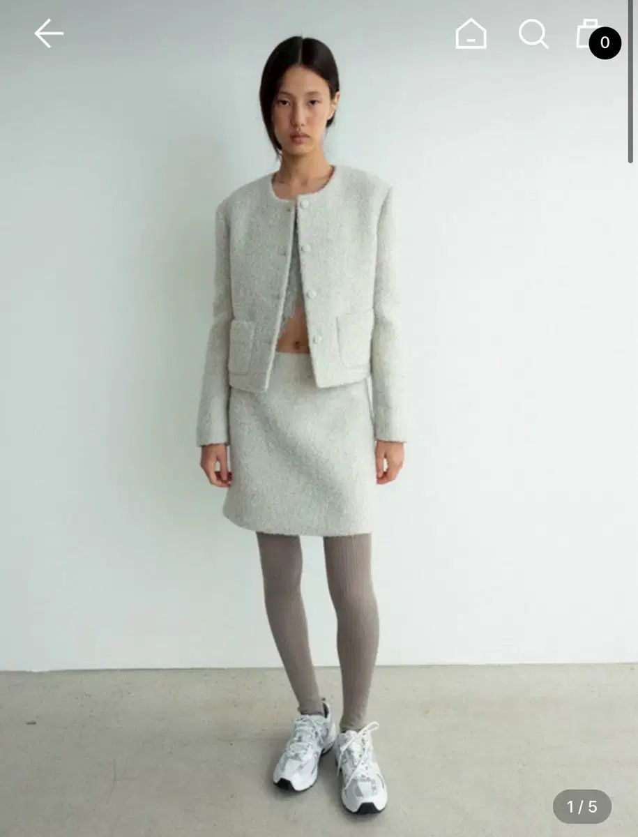 モノハ ファンシー 원ネック ジャケット グレー