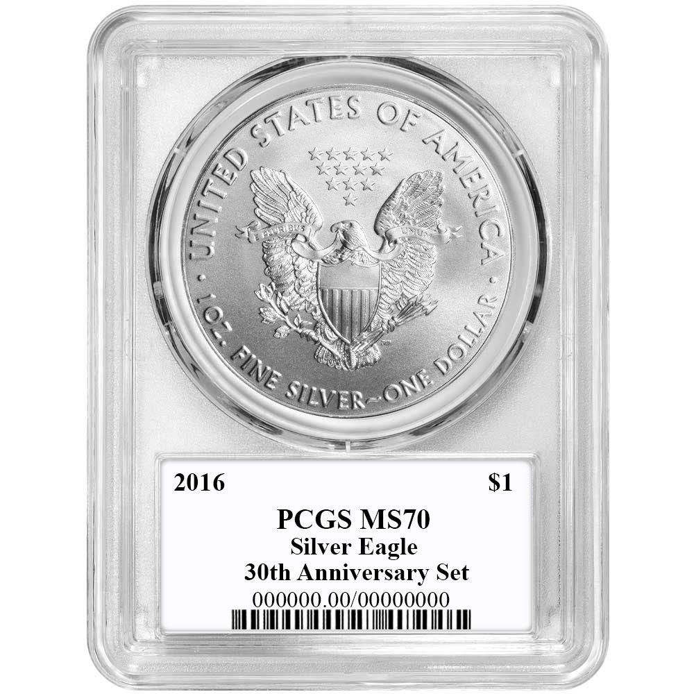2016年 1ドル 1オンス アメリカンシルバーイーグル PCGS MS70 30周年
