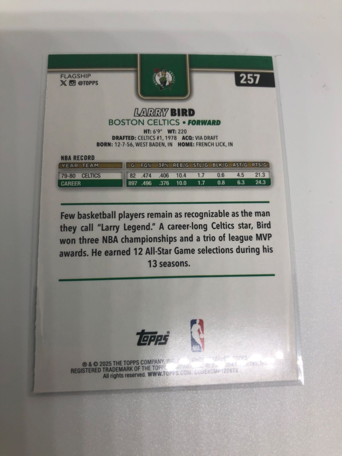 topps basketball LARRY BIRD 2025-26 NBA ラリーバード 257 - メルカリ