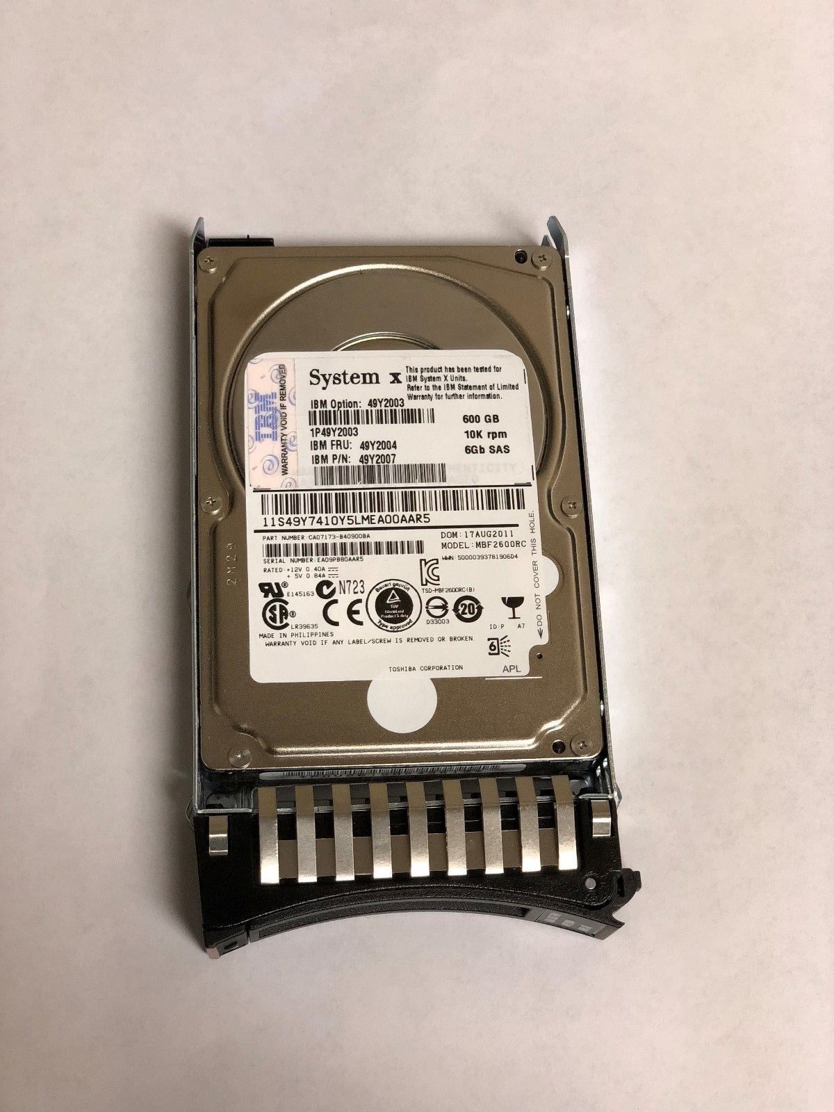 90日保証/再生品】49Y2007 IBM 600GB SAS 6Gbps 10K RPM 2.5 Hard 