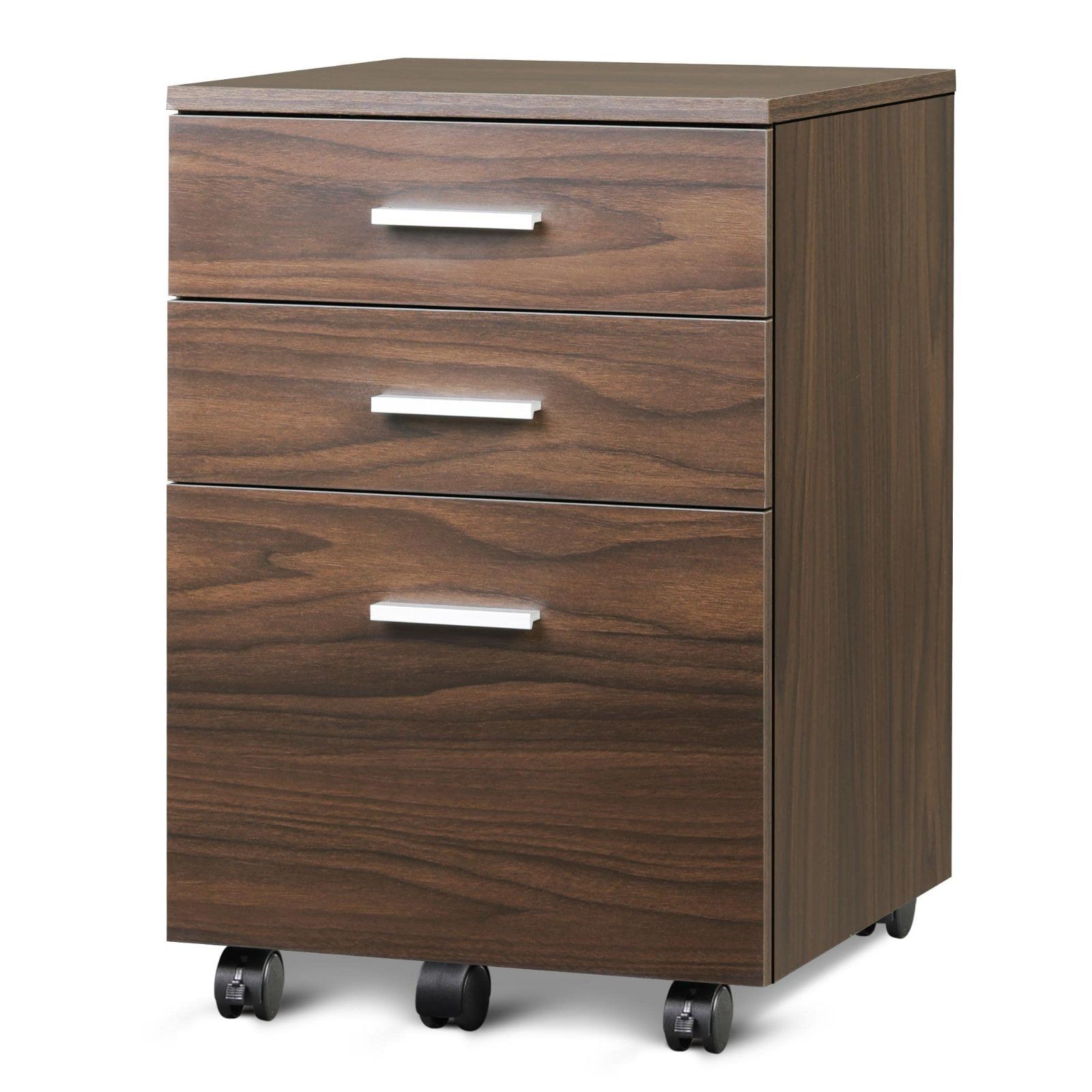 商品 DEVAISE デスクワゴン サイドワゴン キャビネット オフィスワゴン 袖机 木製 3段 A 4対応 大容量 キャスター付き 幅400 奥行400 高さ595 mm ダークブラウン 木目