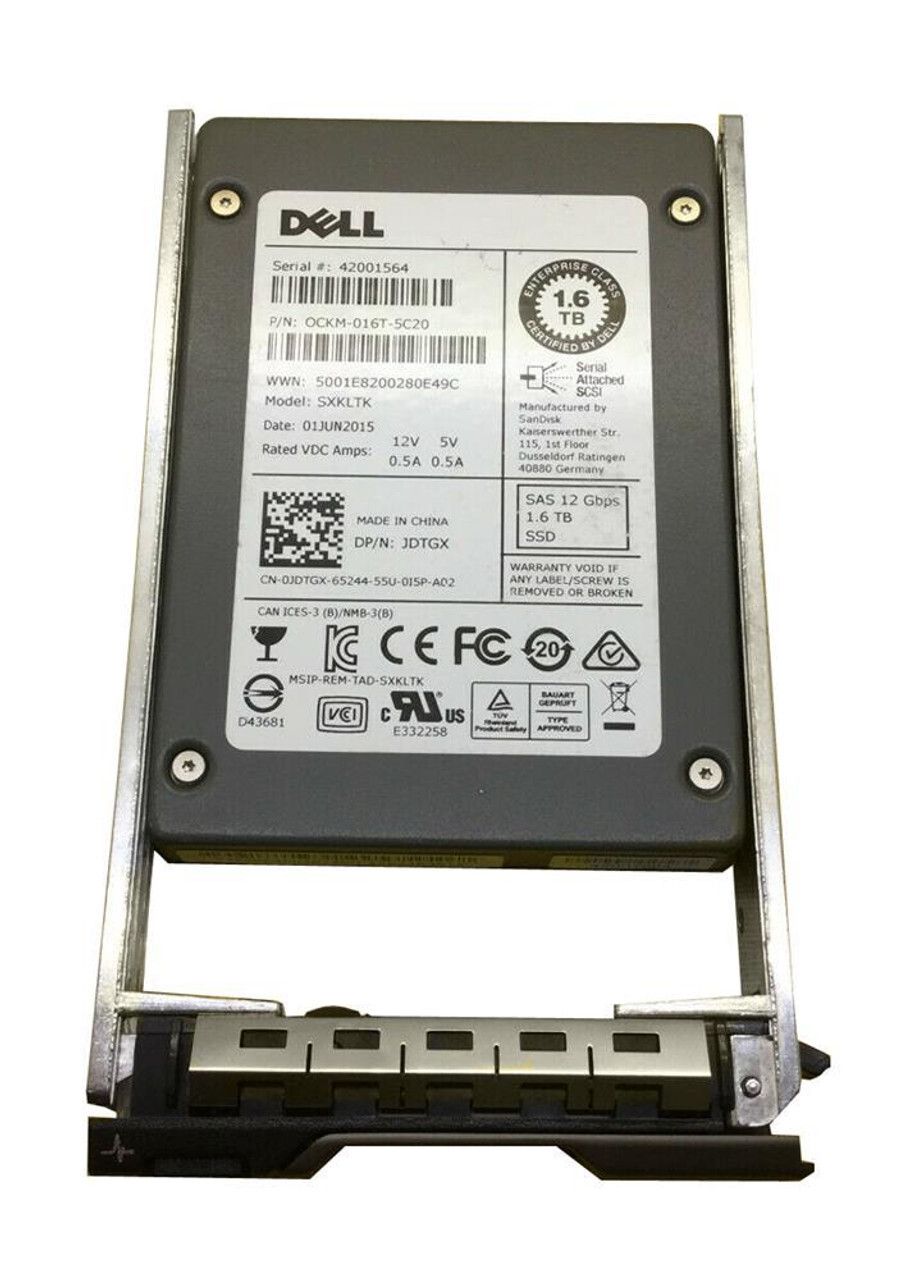 1年保証/再生品】Dell JDTGX 1.6TB 2.5 SFF SAS3 12G SSD Solid State