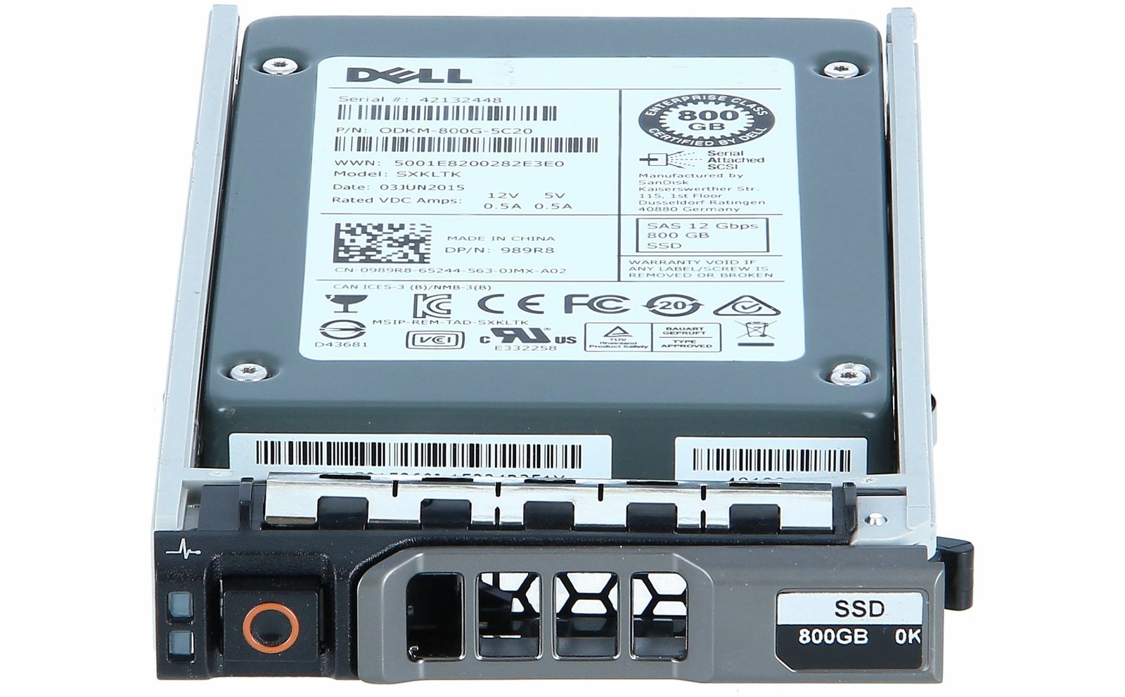1年保証 再生品 989 R 8 Dell 800 GB MLC SAS 12 G 2 5 Solid State Drive 0989