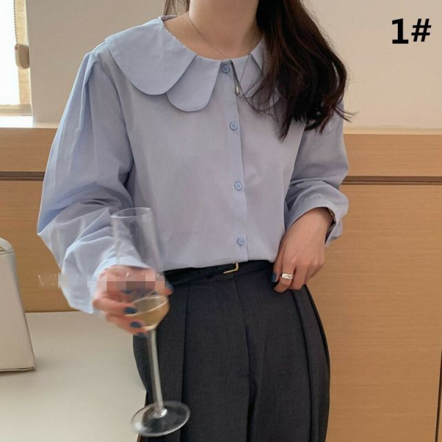 ブラウス 韓国風 レディーストップス 長袖シャツ (T)