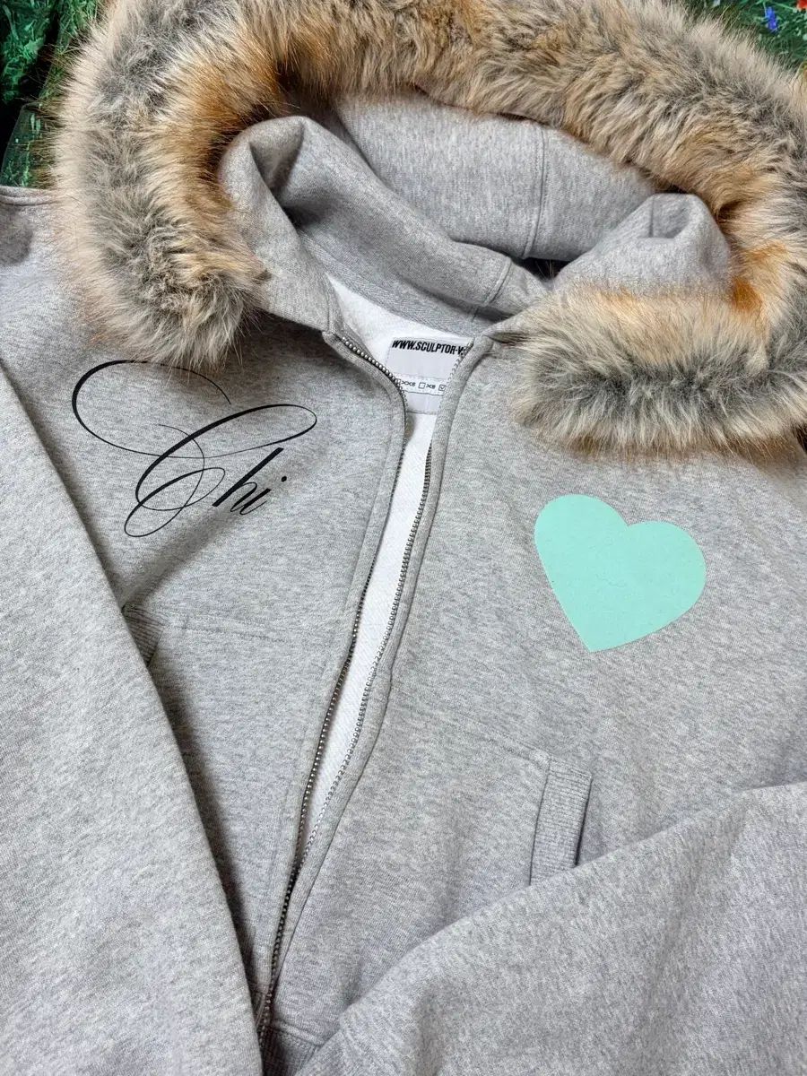 SCULPTOR ファー フーディー ジップアップ メランジ s