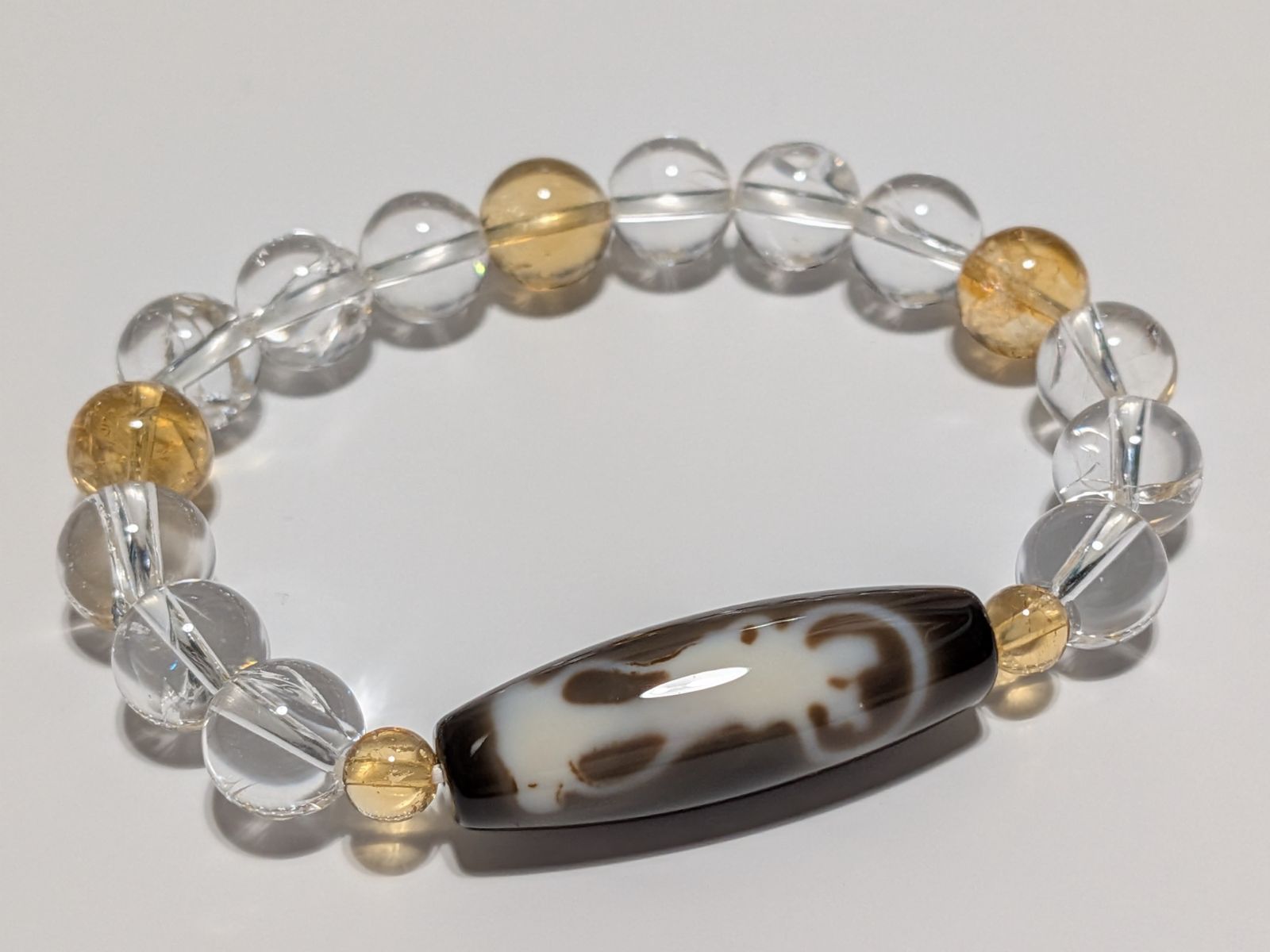 パワーストーン 天然石 ブレスレット 天珠 No 38弁財天 15〜16 cm 422