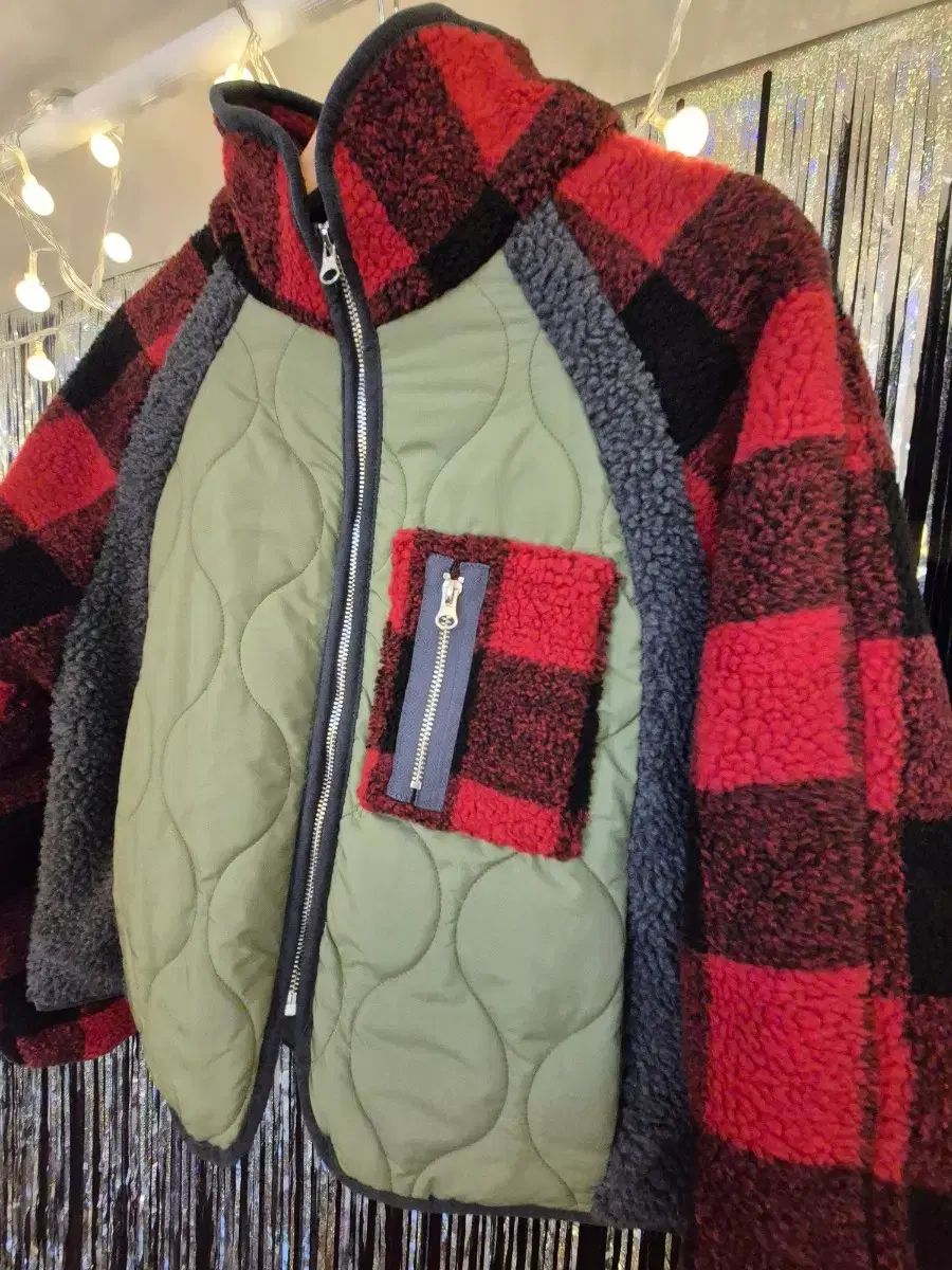 フリース キルティング アウター レッド CHECK