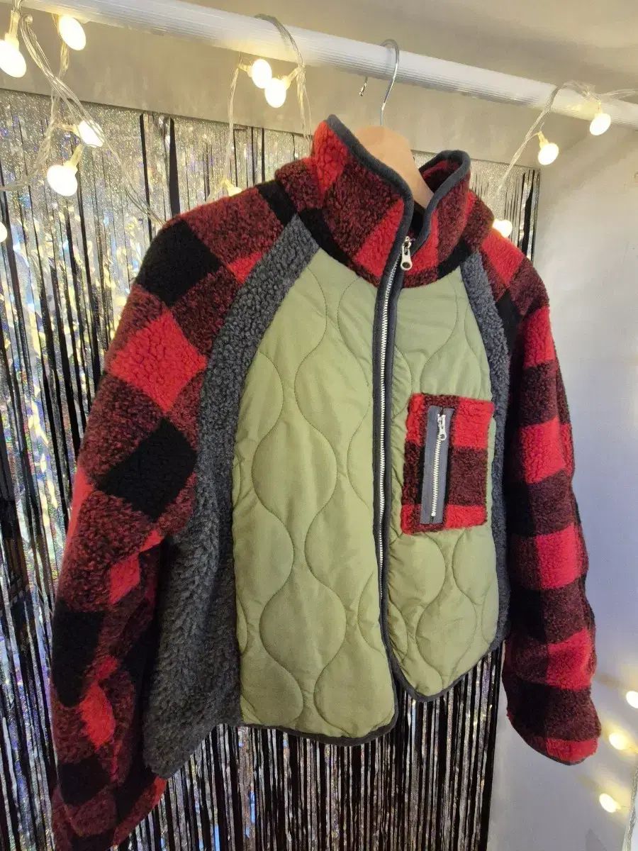 フリース キルティング アウター レッド CHECK