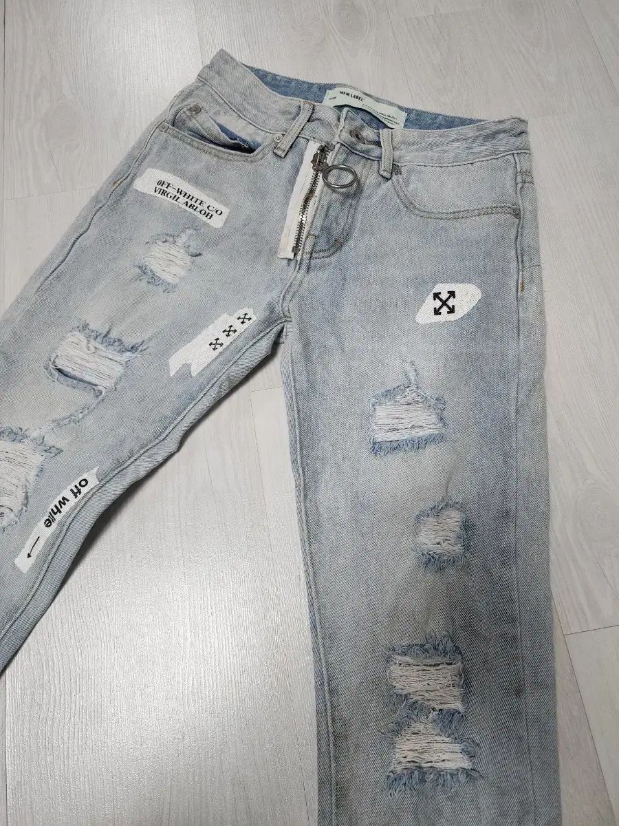 オフホワイト デストロイ ダメージ デニム ズボン S