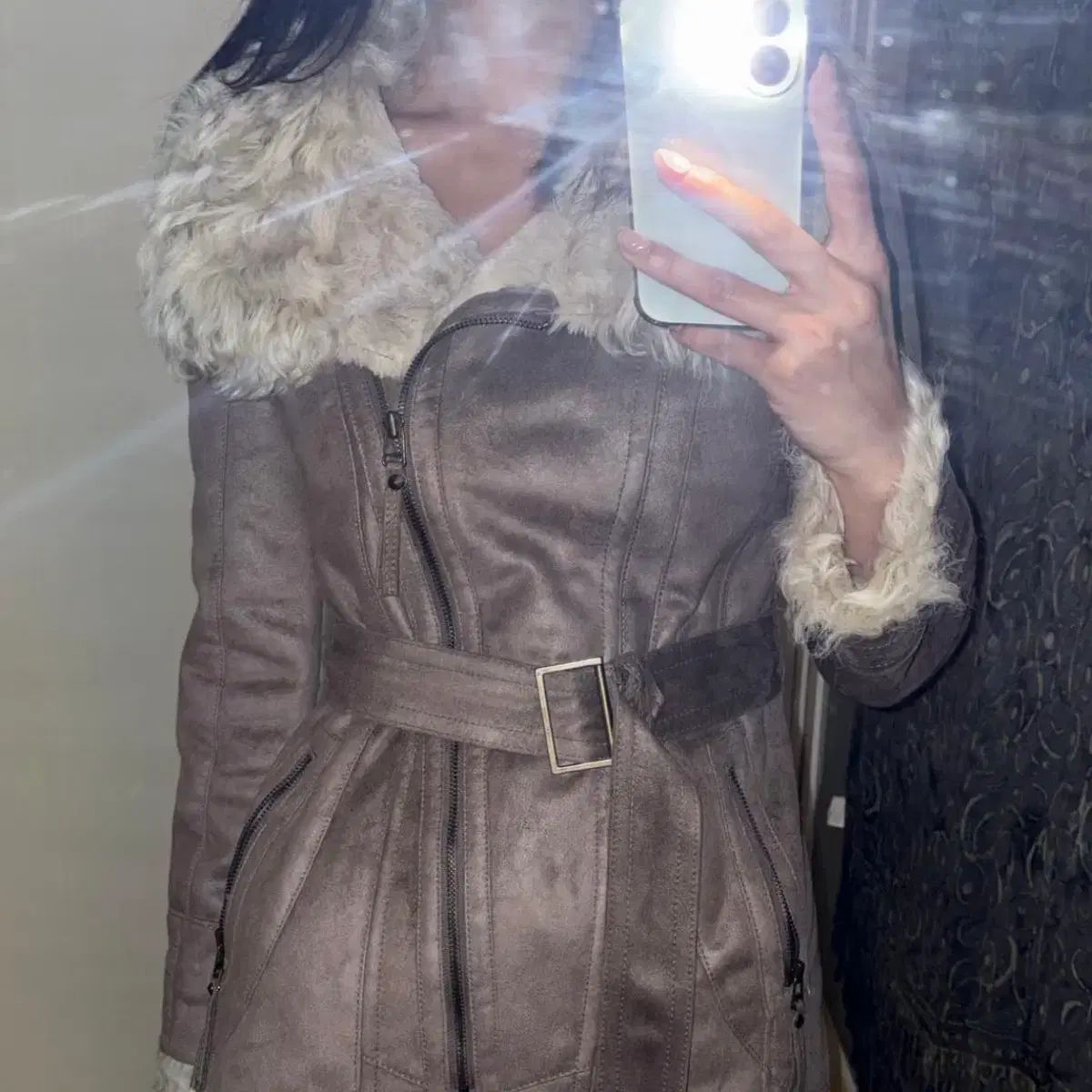 CC Collect ギャル スウェード ファー ロング ムートン