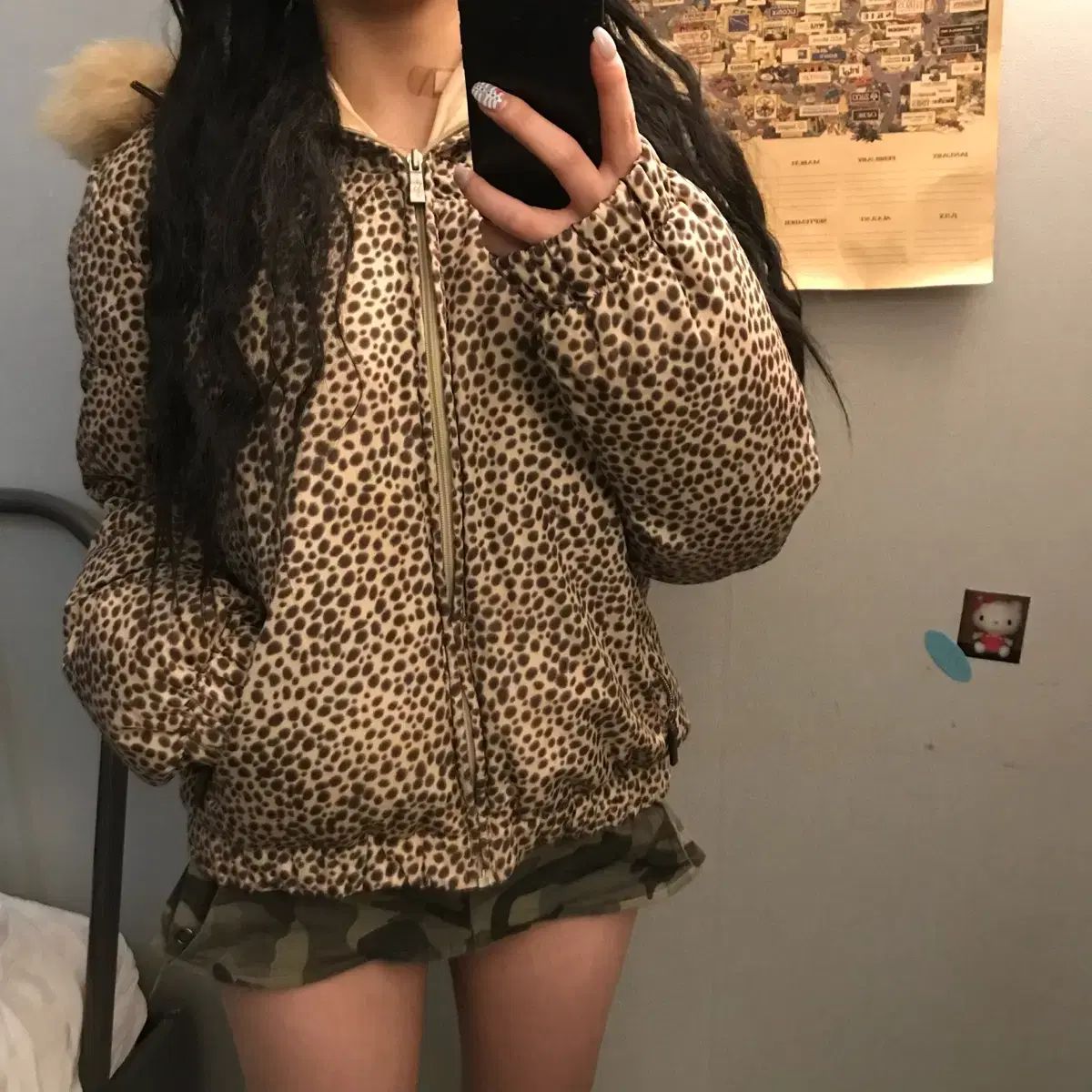 Moschino モスキーノ ギャル ヒョウ柄 ファー ダウン