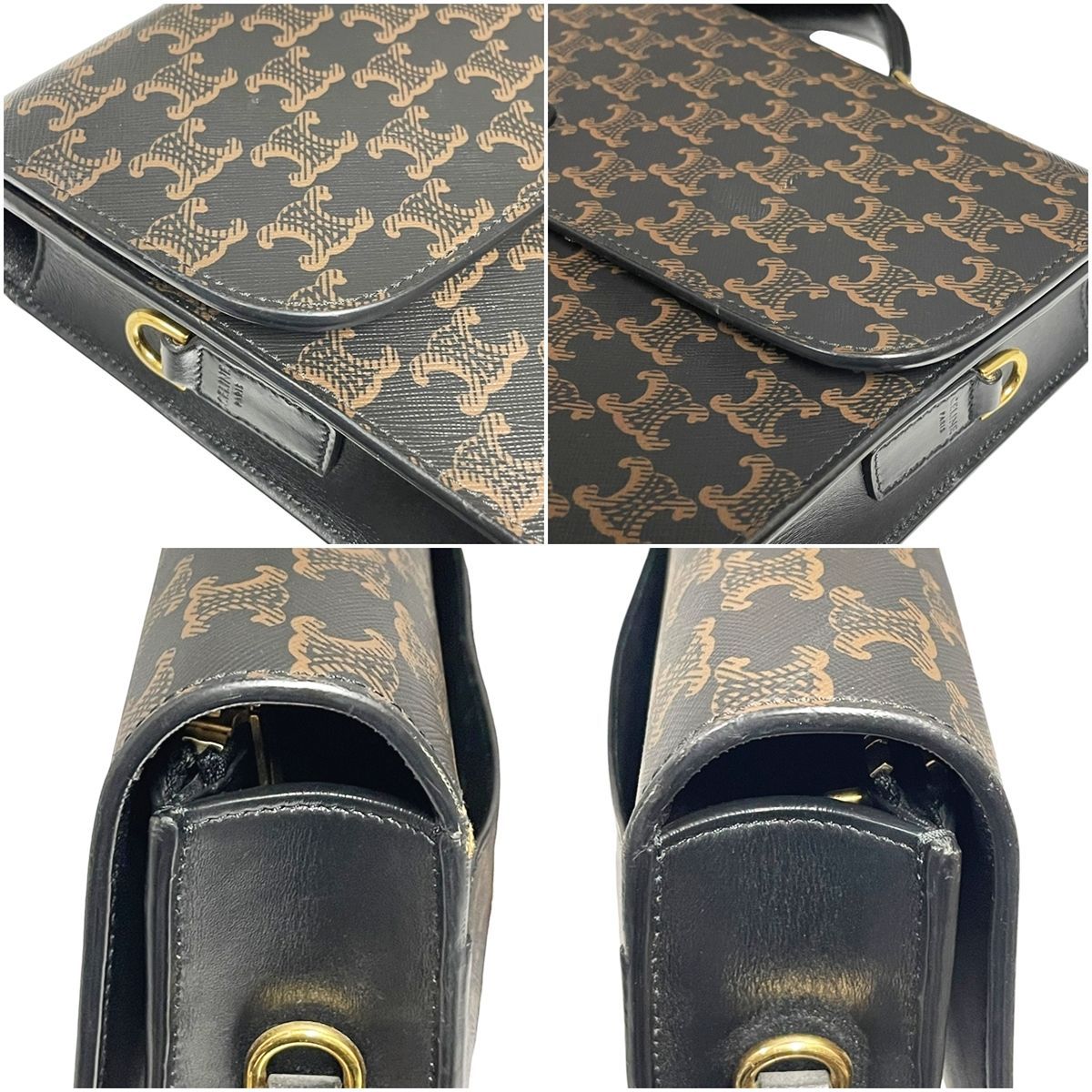 中古】 CELINE セリーヌ トリオンフ マカダム ブリーフケース ブラウン