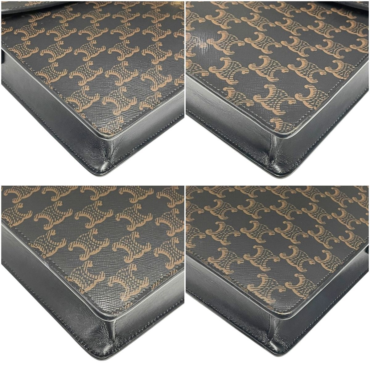 中古】 CELINE セリーヌ トリオンフ マカダム ブリーフケース ブラウン