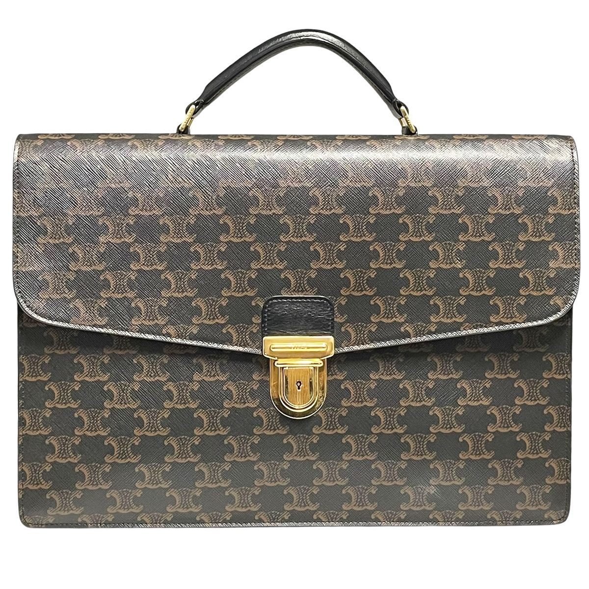 中古】 CELINE セリーヌ トリオンフ マカダム ブリーフケース ブラウン